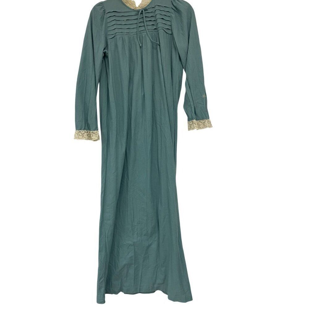 Vintage Miss Dior Paris Womens Dress Nightgown SZ 10 Blue Long Sleeve Maxi Shift